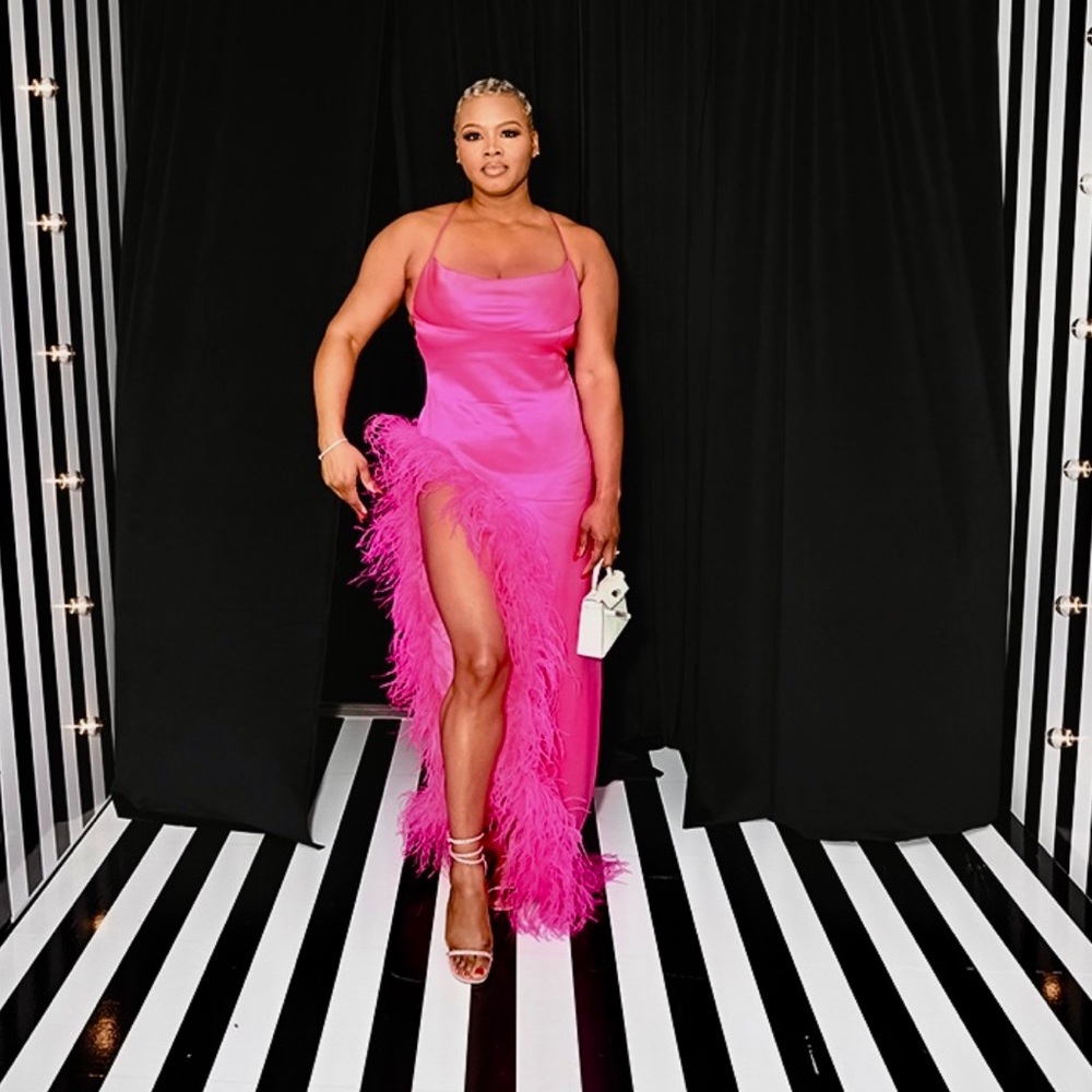 Retrofete High Slit Pink Maxi Dress